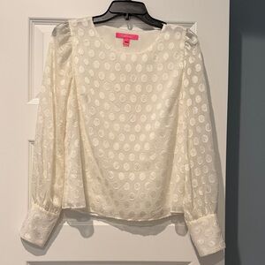 Lily Pulitzer White Polka Dot Blouse